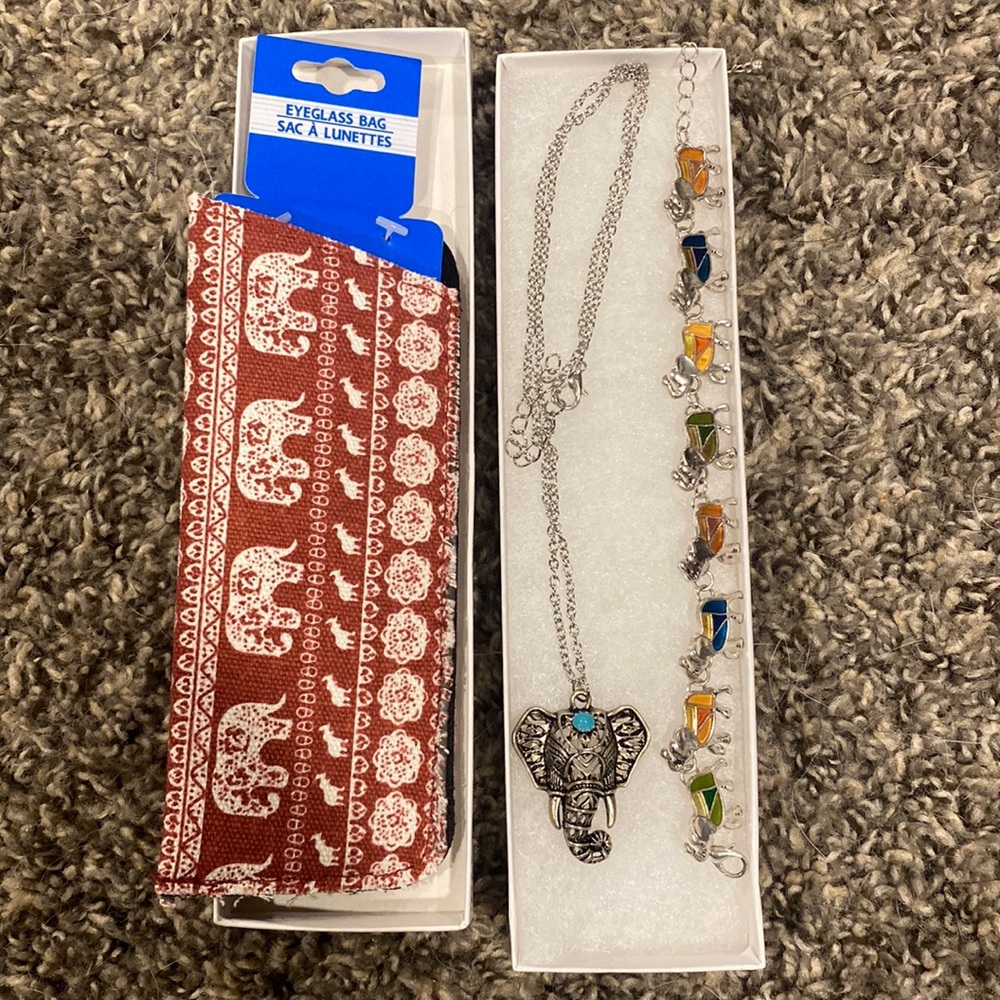 Elephant eyeglass bag / Necklace / Bracelet